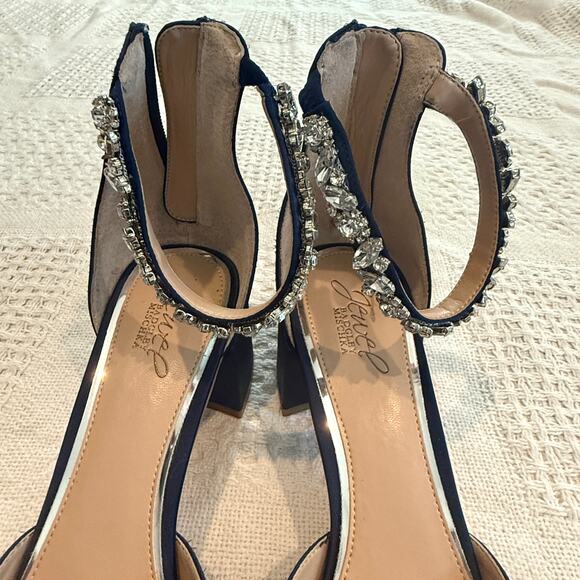 Jewel Badgley Mischka Cathleen 11 satin block heel evening pump 3093 - Picture 7 of 9